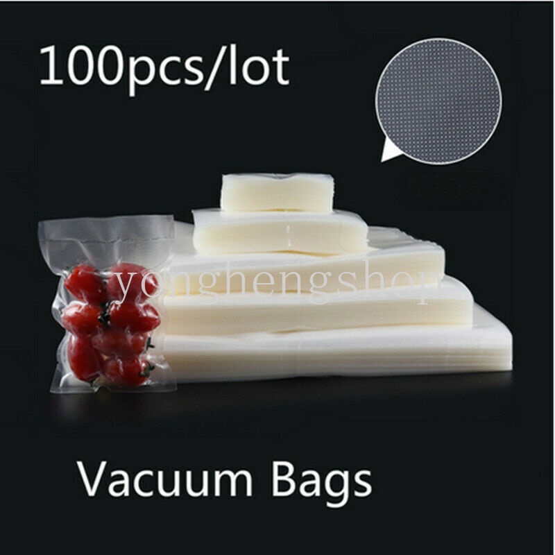 100pcs / set Kantong Plastik Vacuum Penyimpanan Makanan Untuk Perlengkapan Dapur