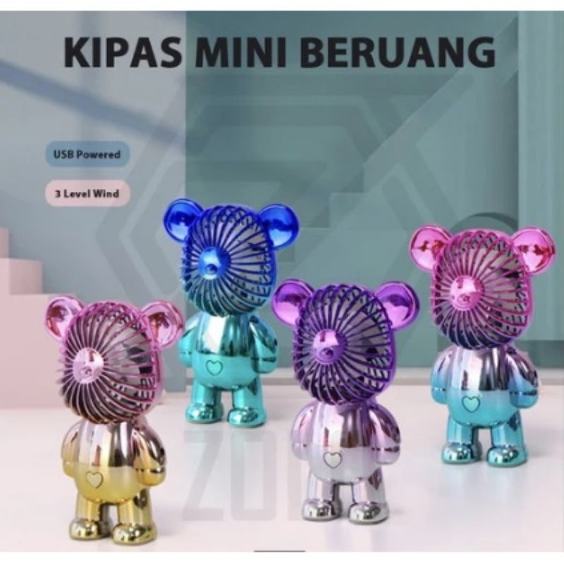 KIPAS MINI BERUANG DENGAN 3 SPEED / KIPAS STAND HANDPONE ADJUST 3 SPEED