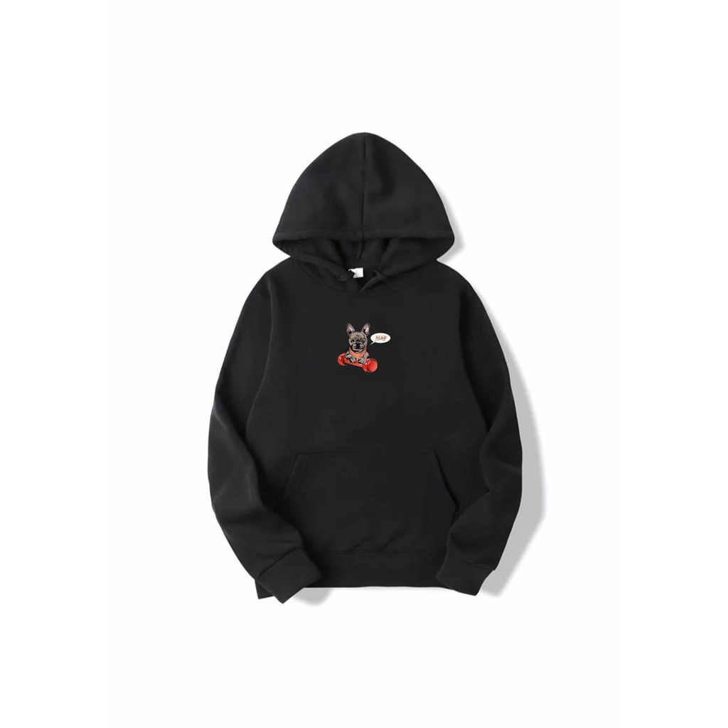 Hoodie Wanita Stay Sweater Oversize Fleece Size M - XXL-hitam