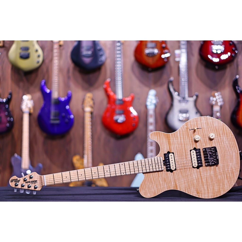 Ernie Ball Music Man Axis Super Sport HH STD - Natural Gloss Flame - Maple Matching Headstock G95844