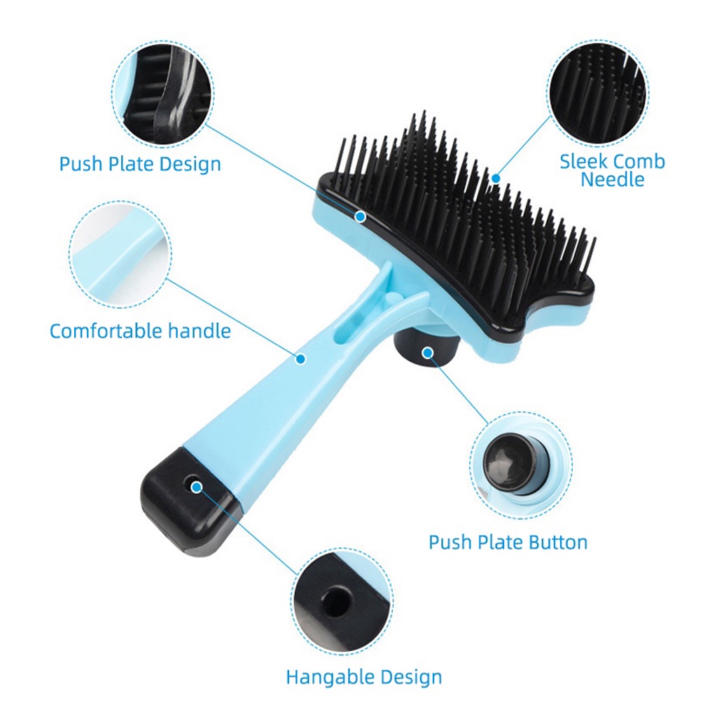 ☀ INDOLAND ☀  Sisir Grooming Brush Anjing Kucing Kelinci Self Quick Cleaning Tombol R752