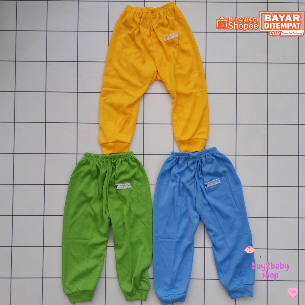 Celana panjang bayi Cico Miko Warna Polos bayi usia 0-2 Tahun 3 PCS