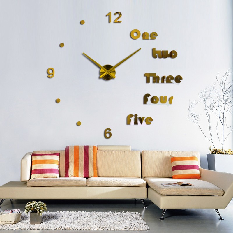 Jam Dinding Besar DIY Giant Wall Clock Quartz Creative Design Aryclic Underline &amp; Angka - Black