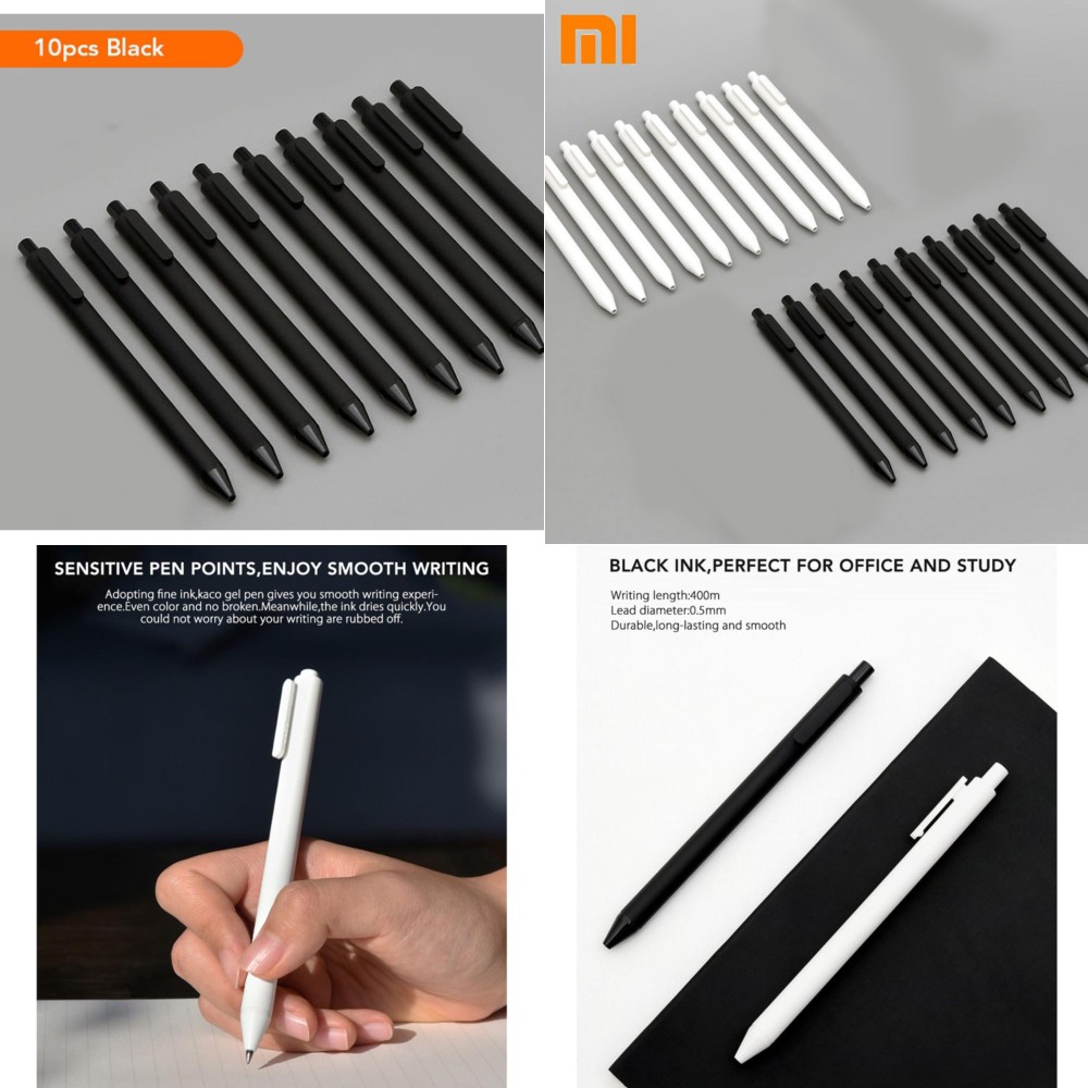 

Xiaomi Mijia Kacogreen Signing Gel Ink Pen Pena Pulpen Hitam 10 PCS - Black