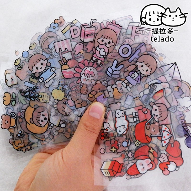 Stiker Aesthetic Transparant/ Stiker HP/Stiker Botol / Stiker Kotak Pencil