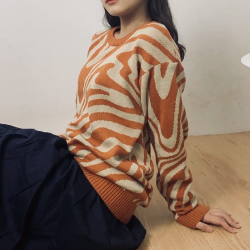 Rajut Knit Atasan Rajut Korea Motif Zebra Oversize Jumbo Wanita Murah dan Terlaris Bahan Rajut Premium