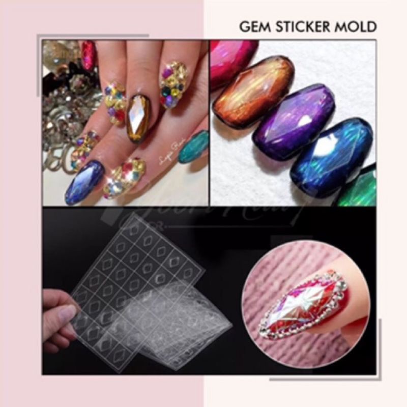 Gem sticker printing mold nail art gel gem effect transparant model nails