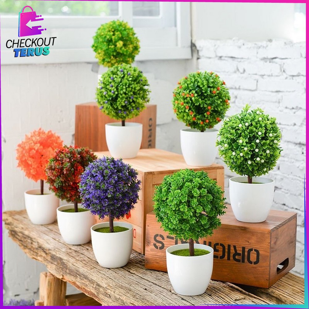 CT C28 32 Pajangan Pot Bonsai Dekorasi Tanaman Rumah Ornamen Pot Bonsai Tanaman Hias Plastik Murah Bunga Bonsai Plastik Hiasan Rumah