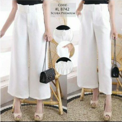 KULOT HIGHWAIST BELT / KULOT PUTIH / CELANA WANITA / KULOT WANITA / CELANA HITAM / CELANA PANJANG