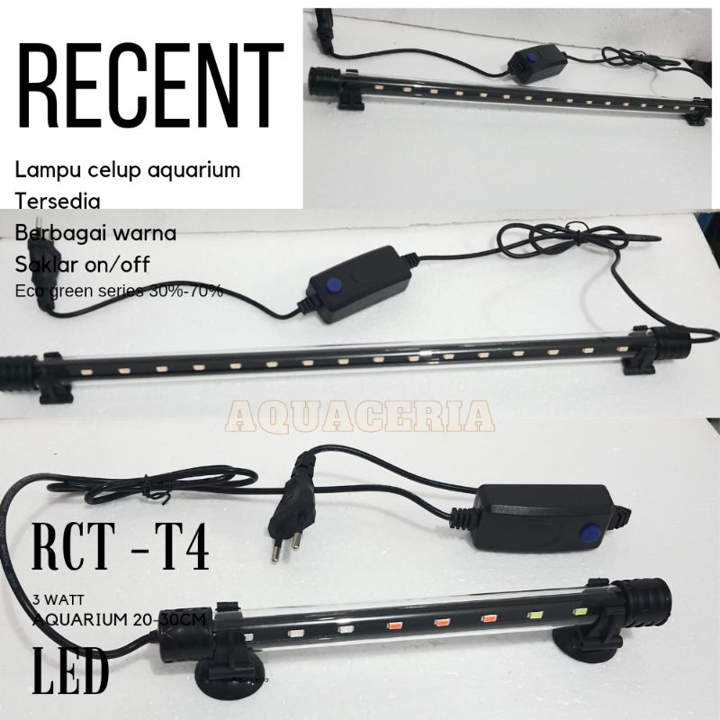 Lampu celup aquarium 40Cm RECENT RCT-400-T4-LED lampu celup aquarium 6W