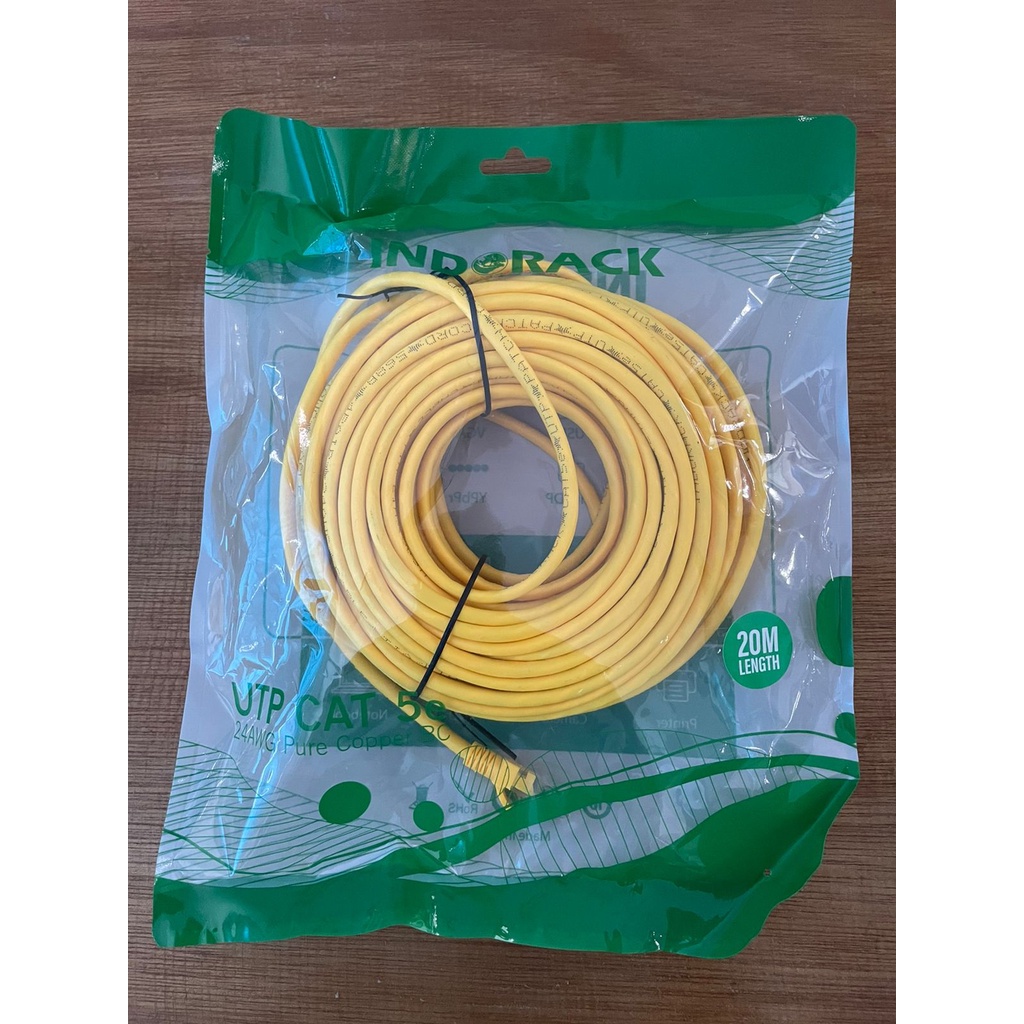 Patch Cord CAT5e, 24AWG, 20 Meter Blue / White / Yellow - INDORACK 20 Meter