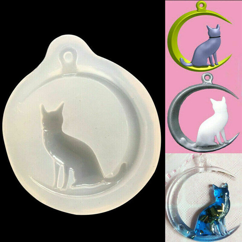 Suyou Cetakan Resin Epoksi Bentuk Bulan / Kucing 3d Bahan Silikon Untuk Kerajinan Tangan Diy Charms