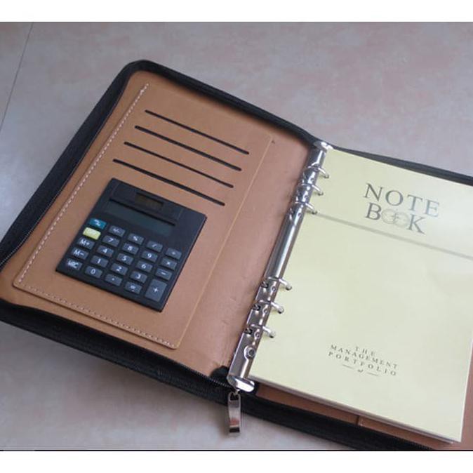 

Buku Catatan Binder Note Cover Kulit with Kalkulator - Cokelat NEW