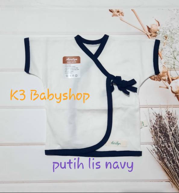 Aerilyn Kimono Pendek Baju Bayi tangan pendek usia newborn 0-3 bulan putih abu navy khaki SNI-4