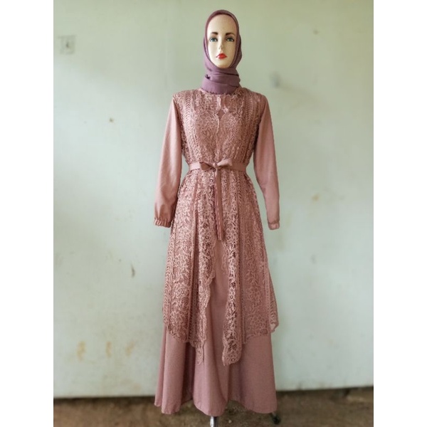 gamis + outer brokat