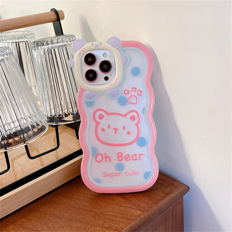 Soft Case Pelindung Bumper Shockproof Motif Kartun Beruang Untuk iPhone 14 13 12 11 Pro Max X Xr Xs Max 7 8 6 6s Plus SE