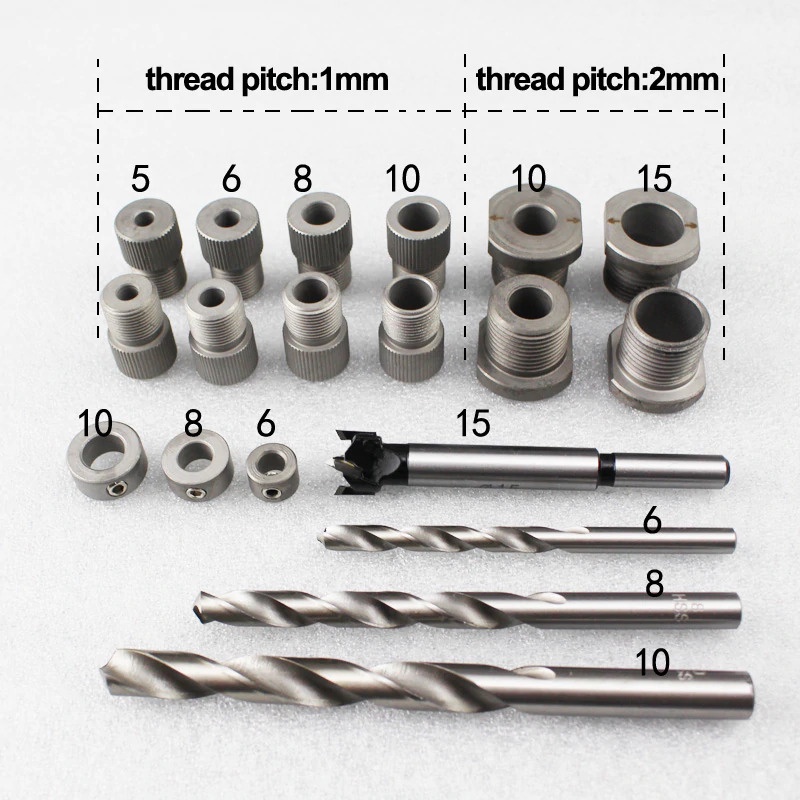 Alat Bantu Bor 3 in 1 Dowelling Jig Drill Guide Locator Positioner Deluxe Version with Extended Rod - MD590 - Silver