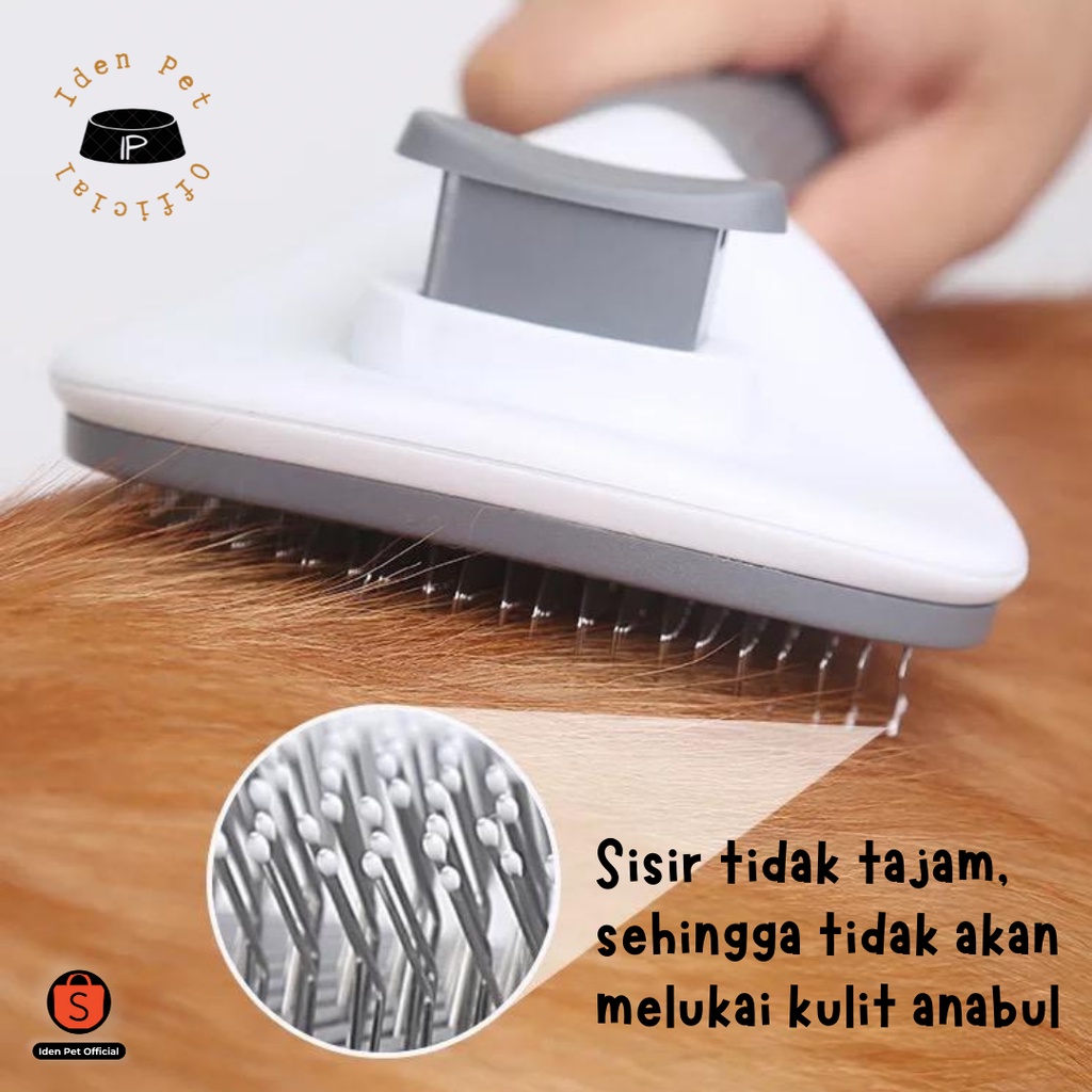 Sisir Grooming Bulu Hewan Anjing Kucing Dengan Tombol Pembersih Otomatis Pet Hair Brush Dog Comb