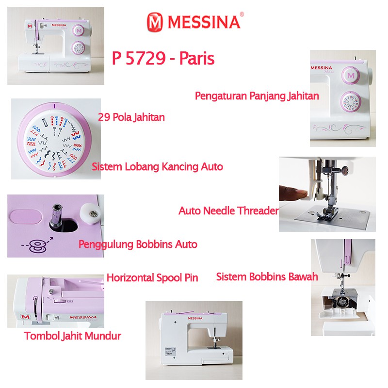 [PROMO] MESSINA P 5729 Paris Mesin Jahit Portable Multifungsi