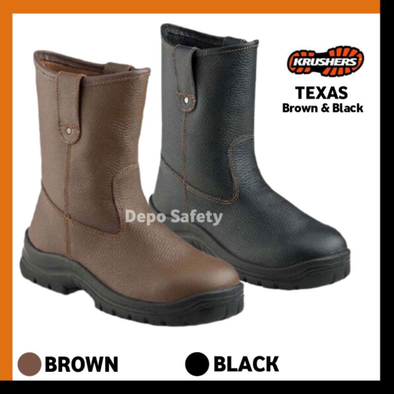 Safety Shoes KRUSHERS Texas Brown Black - Sepatu Safety Krusers Texas Coklat Dan Hitam ORIGINAL 100%