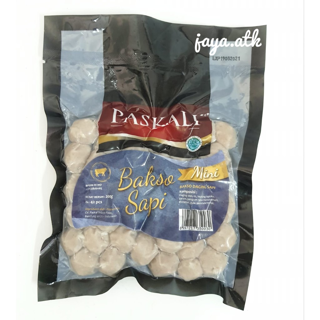 BAKSO SAPI BASO SAPI MINI PASKALI FROZEN 200 GRAM ASLI BANDUNG ISI 42 PCS BEEF MEATBALLS VACUM