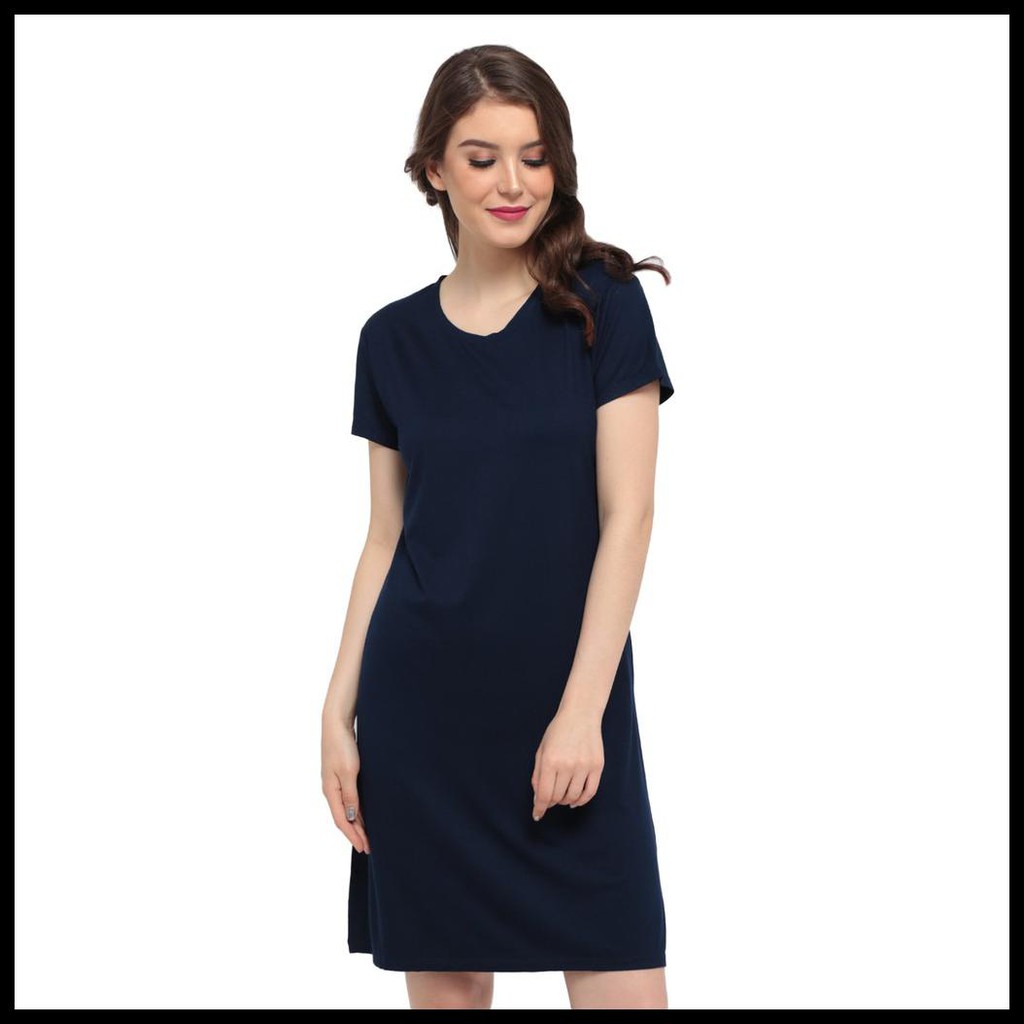 Lemone Dress Wanita Rayon Spandek Baju  Polos  Shopee 