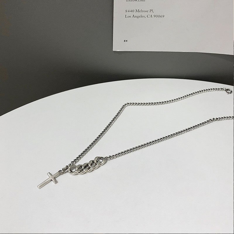 Silver Color Necklaces for Women Vintage Choker Short Cross Necklace All-match Statement Party Jewelry Sweet Heart Jewelry