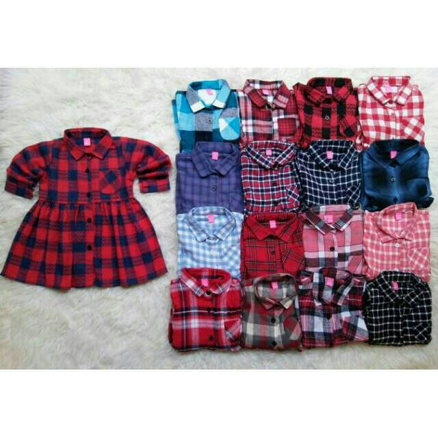 Grosir Dress kemeja flanel anak/ kemeja flanel