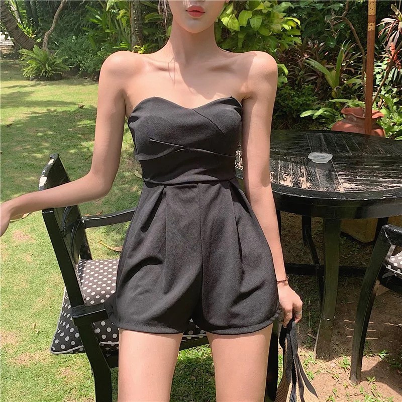 Korean Jumpsuit  Tube Strapless Jumpsuit Pendek Model Kemben 1256 (S-XL)