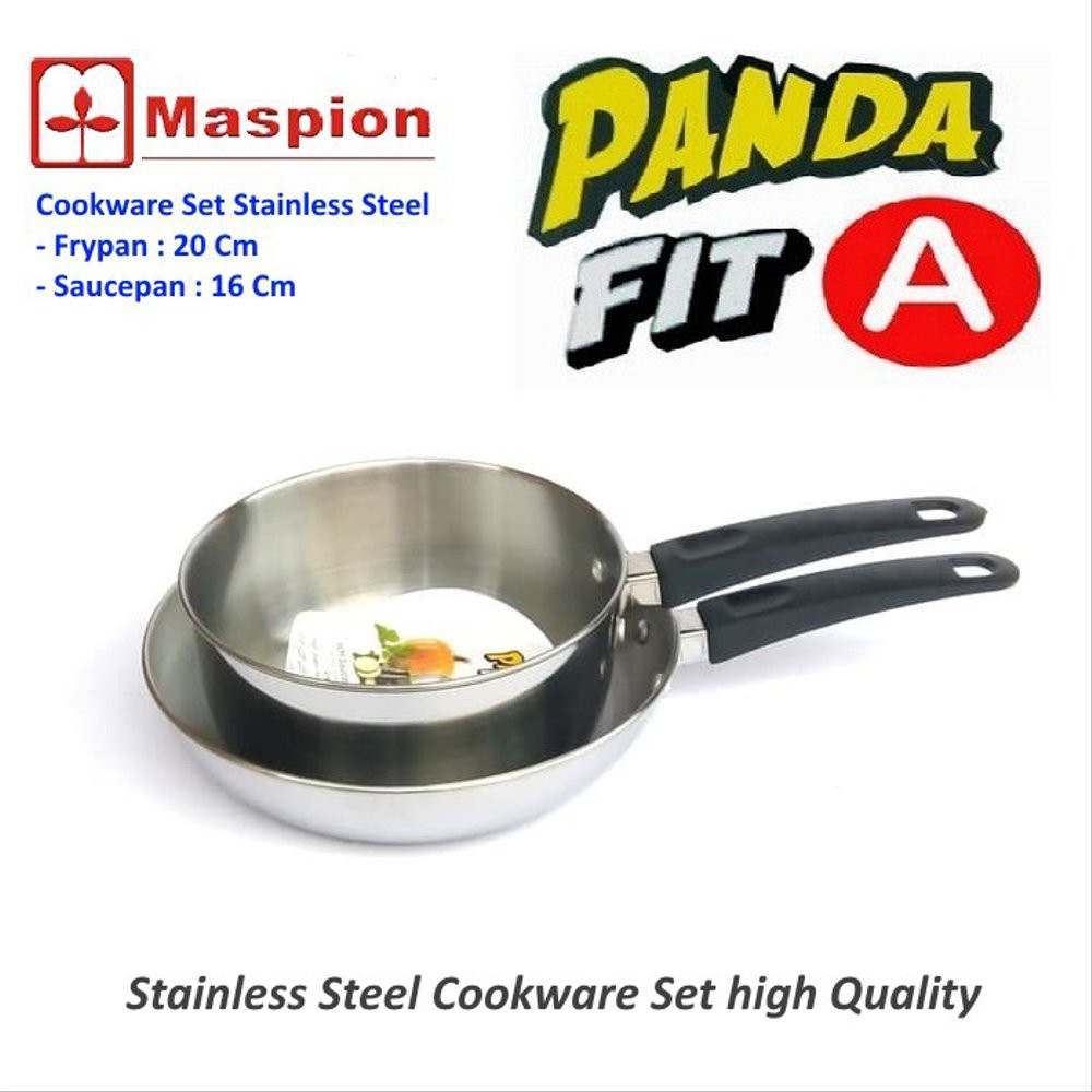 Frypan Set Saucepan Stainless Set MASPION PANDA FIT A Ukuran 20c