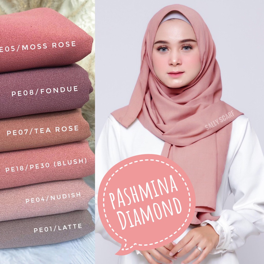 Paling Inspiratif Kerudung Pashmina Diamond Warna Peach 