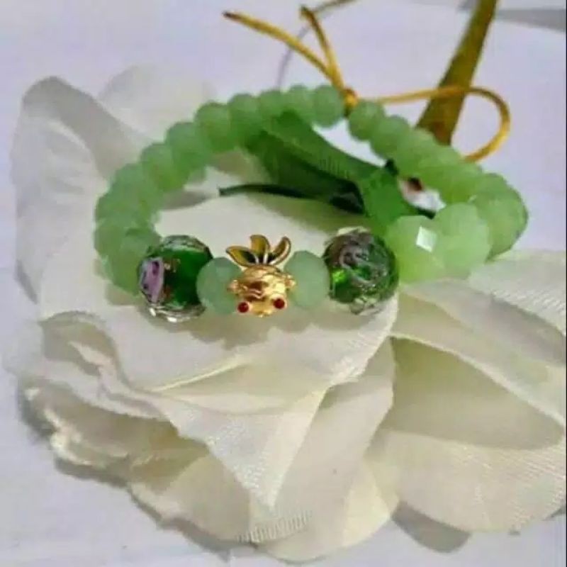 Gelang kristal ikan koi warna emas hongkong HK  24 karat 999 original emas kado