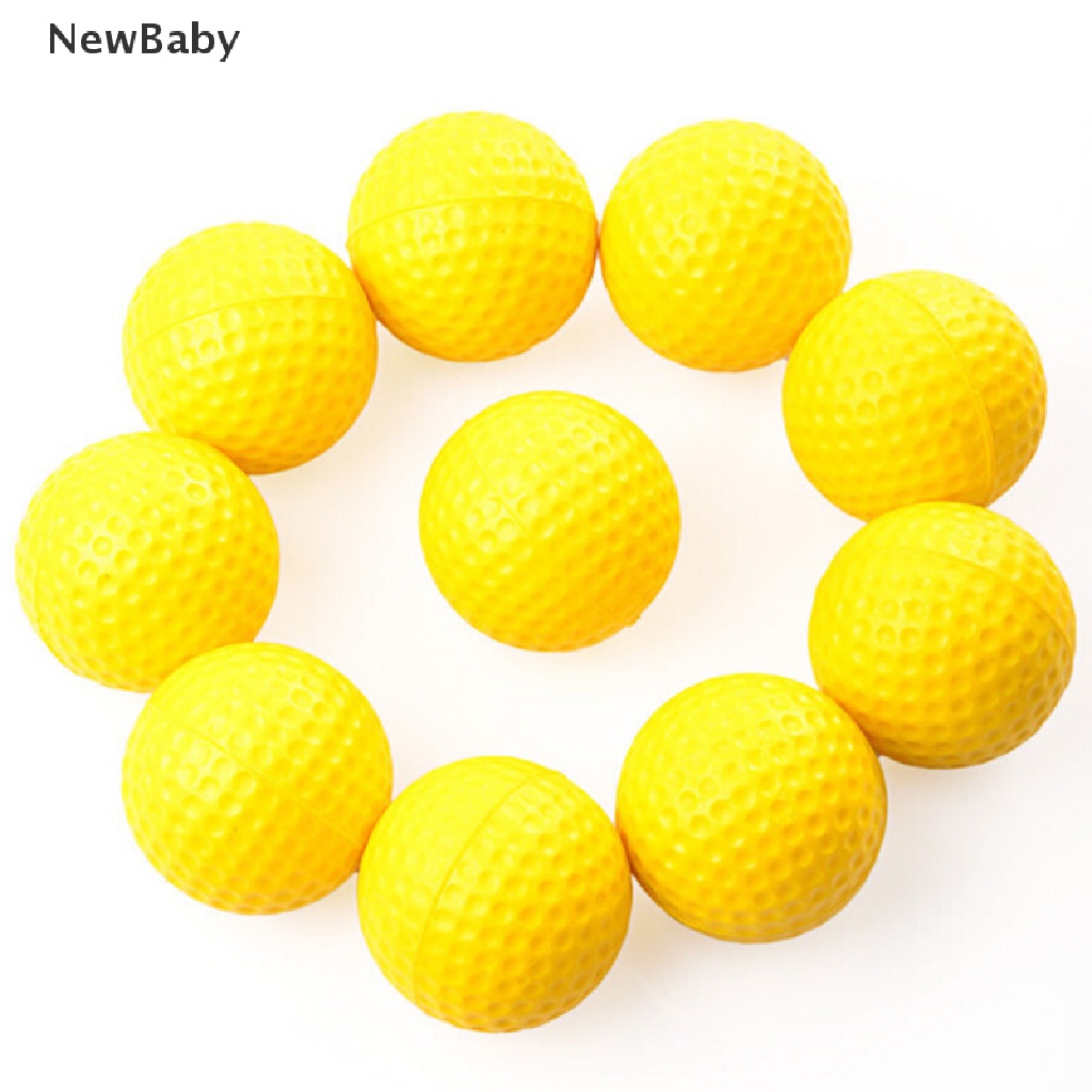 10pcs Bola Golf Bahan Plastik PP Elastis Warna Kuning Untuk Latihan