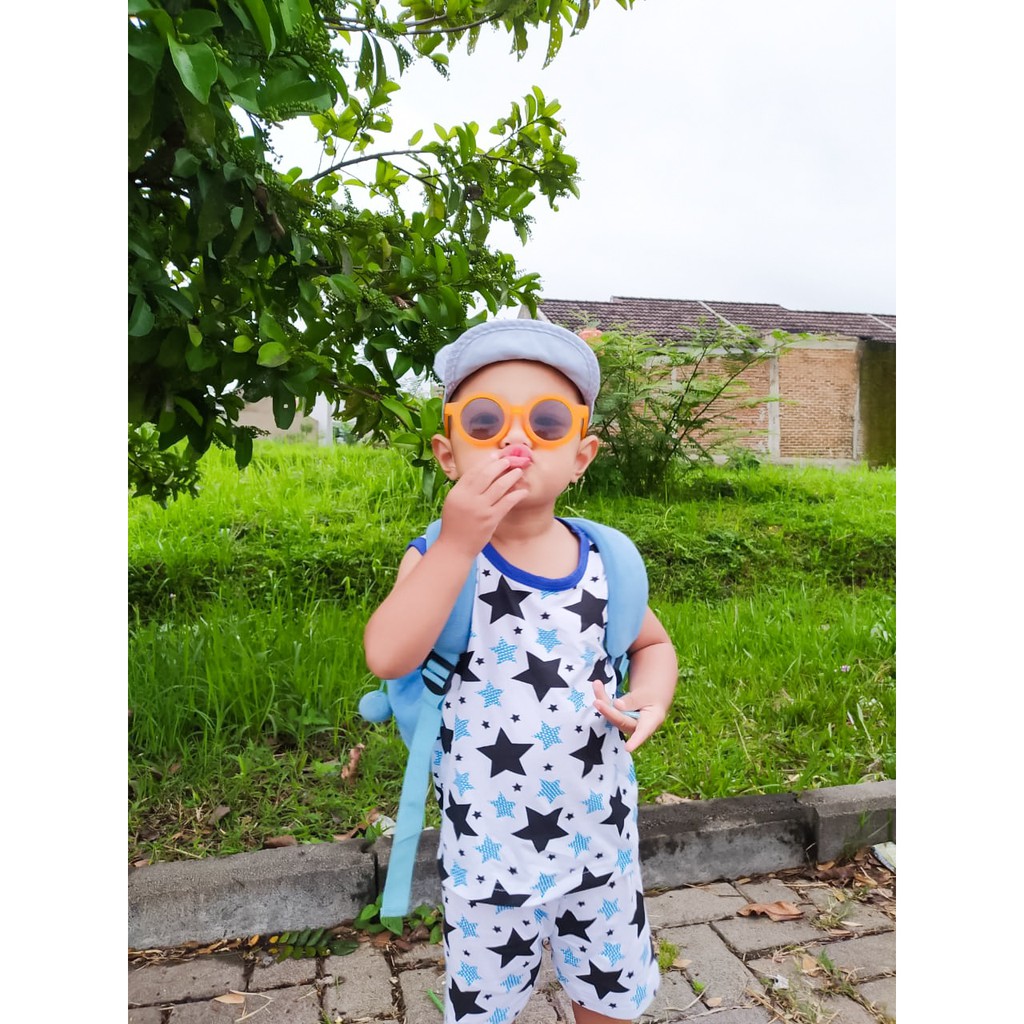 Size 2-9 Tahun Moons Stelan Oblong Kutung Kids Baju anak Murah stelan kutung anak baju santai baju