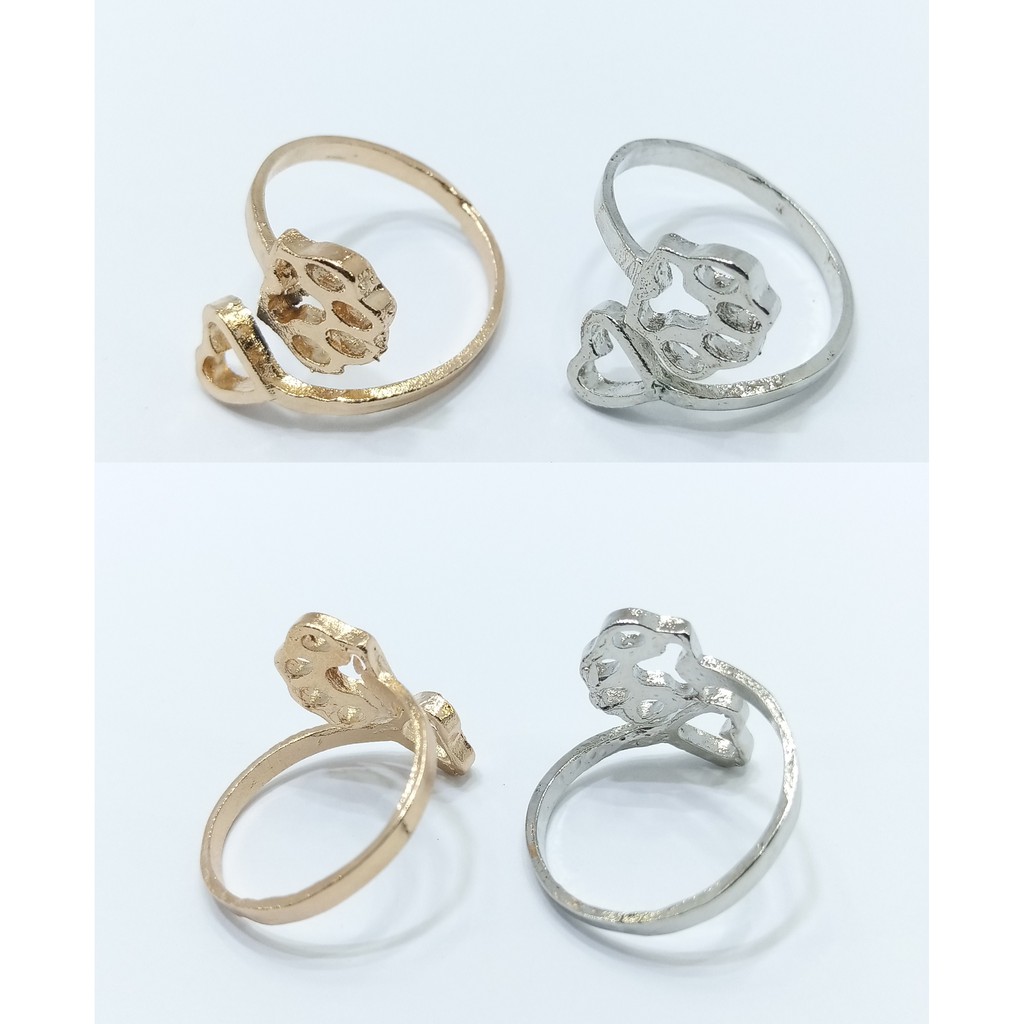 Cincin Model Terbuka Desain Telapak Kucing Dan Hati