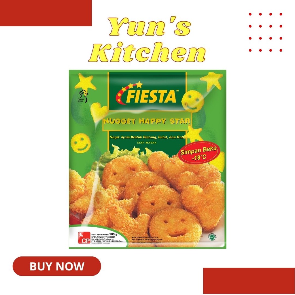 

Fiesta Nugget Happy Star 500gr - Nugget Bentuk Bintang, Bulat, Hati - Frozen Food