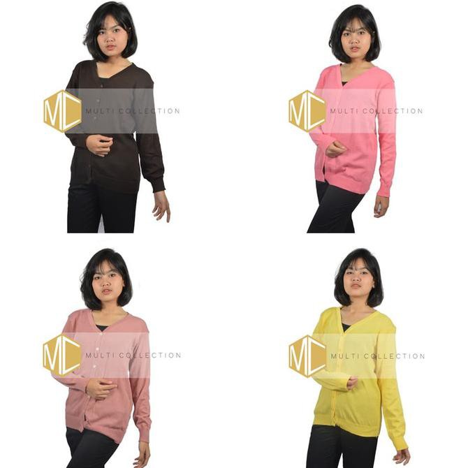Vonm Kardigan Rajut Baju Rajut Korea Sweater Rajut Wanita - Kuning H074