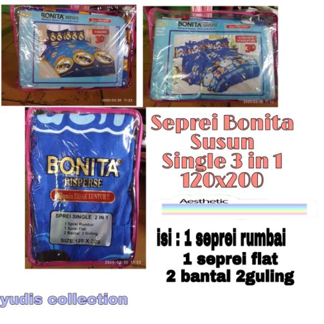 Seprei bonita 2in1 doraemon Duo Sorong /seprei susun Bonita 120x200 sprei duo doble 2in1 seprei duo 