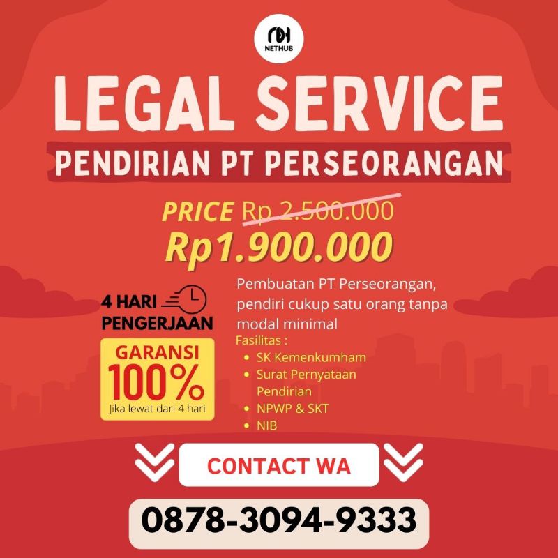 

Layanan untuk Usaha Mikro Kecil dan Menengah Pembuatan PT Perseorangan