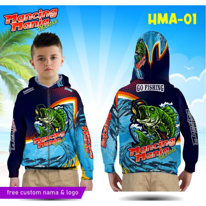 hoodie mancing mania jersey, hoodie jersey mancing mania baju mancing anak zipper