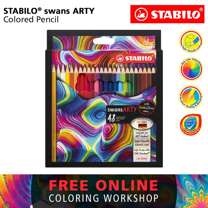 

(BISA COD) STABILO swans ARTY Colored Pencils 48 pcs / Pensil Warna isi 48 pcs