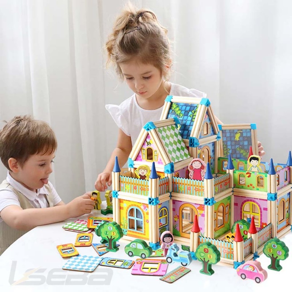 Mainan edukasi BUILDING BLOCKS MONTESSORI TOY | 128pcs