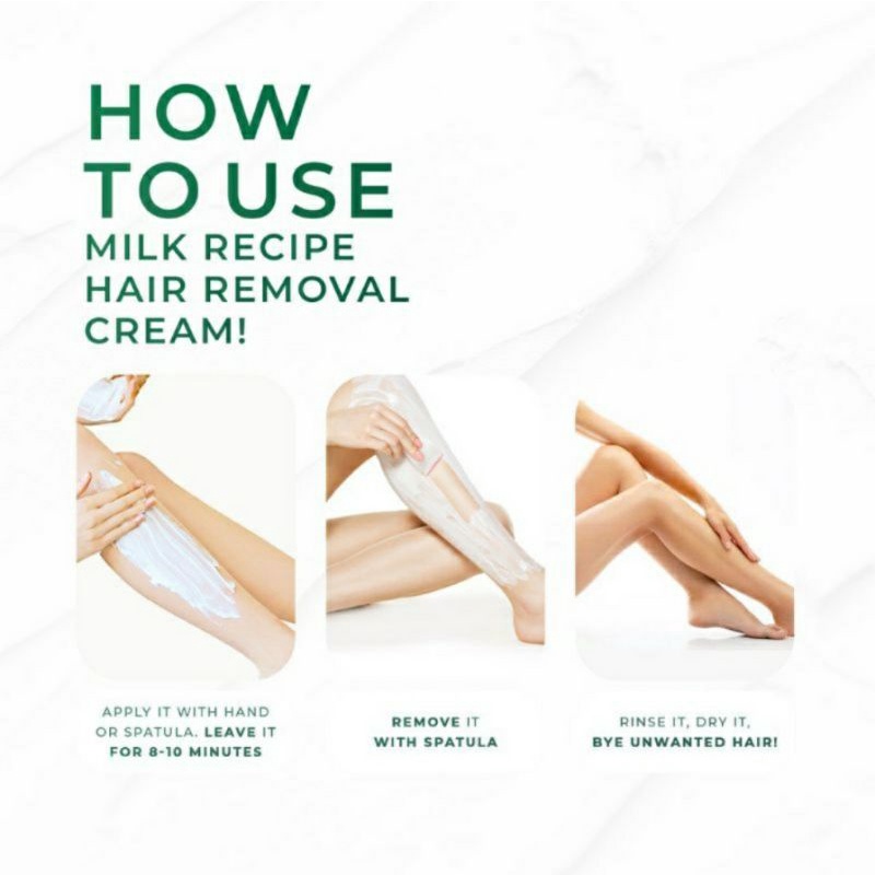 𝐌𝐢𝐥𝐤 𝐑𝐞𝐜𝐢𝐩𝐞 𝟑 𝐢𝐧 𝟏 𝐇𝐚𝐢𝐫 𝐑𝐞𝐦𝐨𝐯𝐚𝐥 𝐂𝐫𝐞𝐚𝐦 / Hair Removal Cream / Perontok bulu kaki