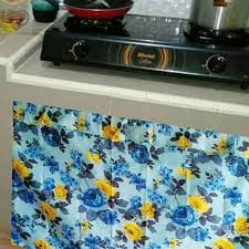 Tirai Kolong Kompor /Gorden Kolong Dapur Motif Saby Biru