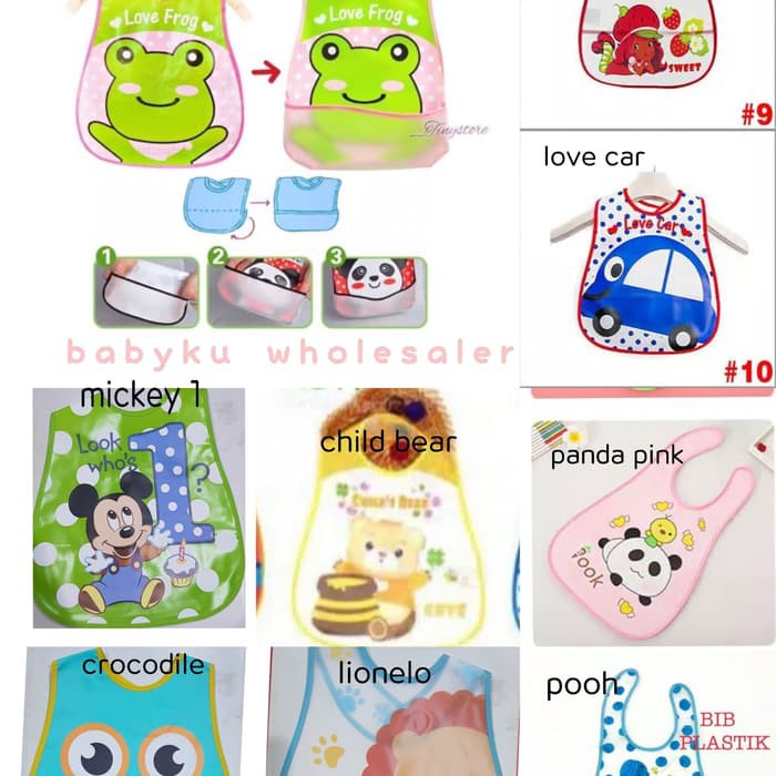 Slabber Plastik Waterproof / Celemek Makan Bayi Tahan Air / Baby Bib