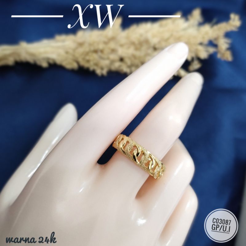 Cincin Fashion Wanita Warna 24k C03087