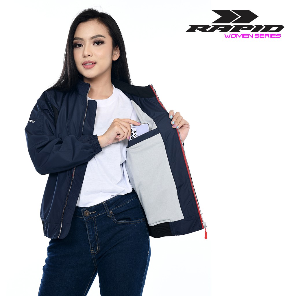 Jaket motor wanita terbaru kekinian parasut anti air jacket cewe keren waterproof RAPID SCARLET bold