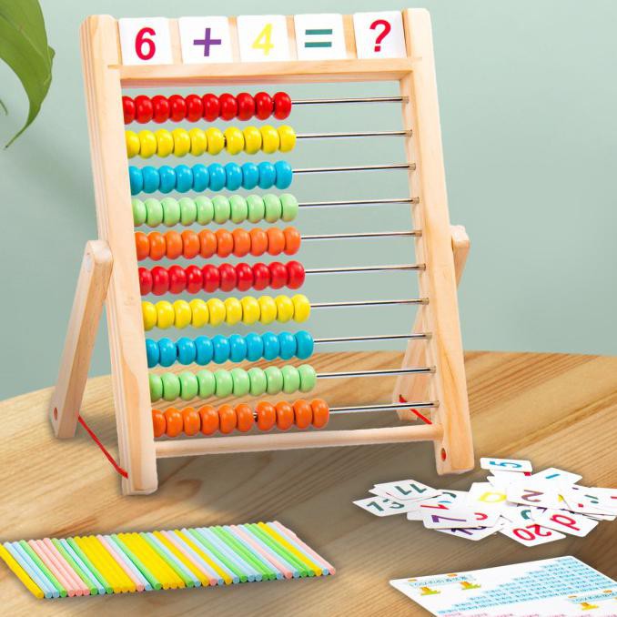 Papan Sempoa Kayu Mainan - Sempoa + Stick