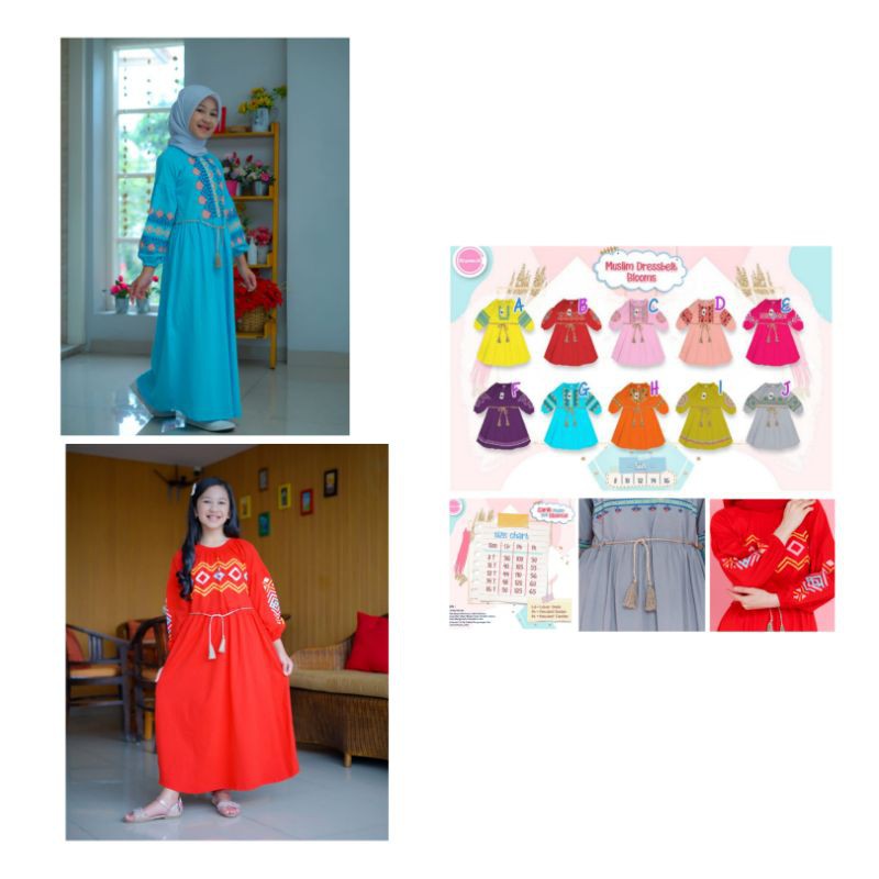 Longdress etnik anak perempuan/Gamis anak perempuan by Blooms.id, Size 8-16T