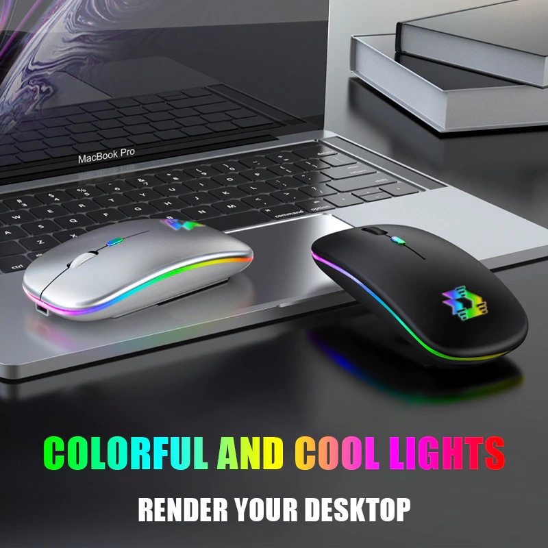 Mouse Wireless Bluetooth RGB TRIPLEDI Silent Click Mini Portable 1600 DPI Rechargeable For Gaming PC Macbook Laptop Tablet HP